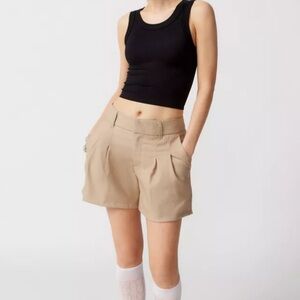 UO Kennedy Tan Pleated Shorts